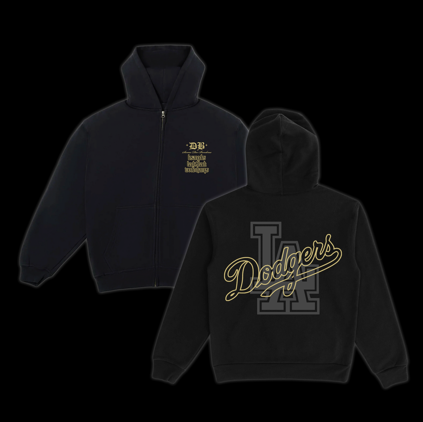 LA Black Gld Zip Hoodie